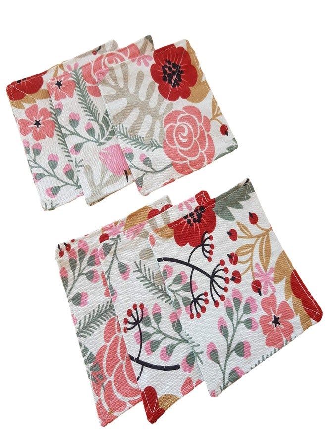 CUSHYSTORE 2 Layers Coasters Saucers Canvas Floral Botanical Fabric 4", 6 Pack - Sweet Exotic Flower - Image 4